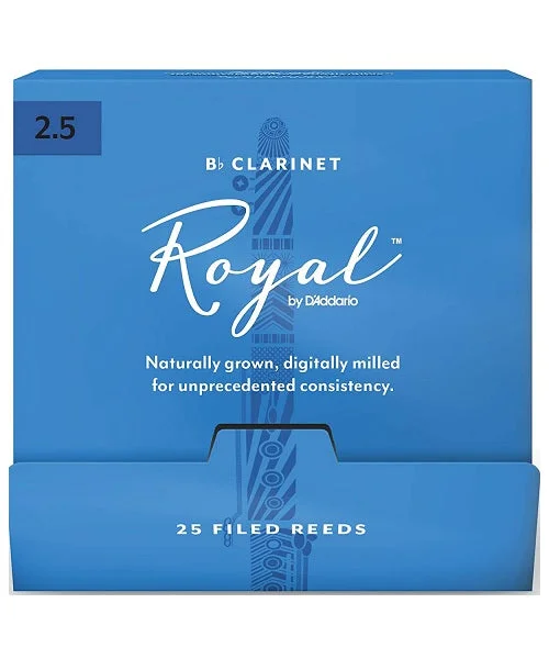 Cañas D’Addario “Royal” RCB0125-B25(25) para Clarinete Si Bemol 2 1/2-Caja de 25 Piezas