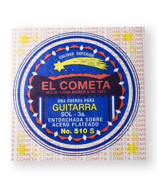 El Cometa Cuerda 510S(12) para Guitarra Acústica, 3ra, Cobre Sin Borla, 12 piezas