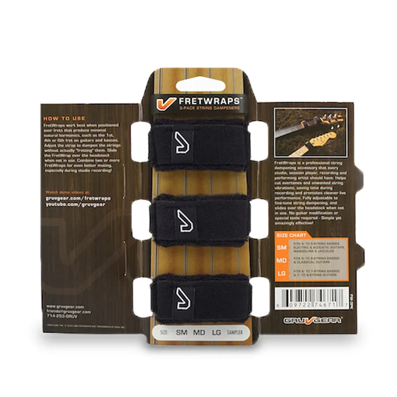 GruvGear FW-3PK-LG fretwraps black muteador de cuerdas (3 Pack)