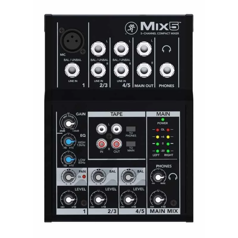 MACKIE MIX 5 MIXER COMPATTO 5 INPUT CON 1 PREAMPLIFICATORE MICROFONICI