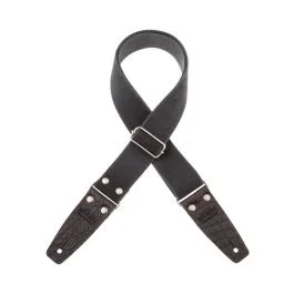 Tracolla chitarra Magrabo’ SC Entry Olded nero terminali embossed cocco nero fibbia argento ant 5 cm