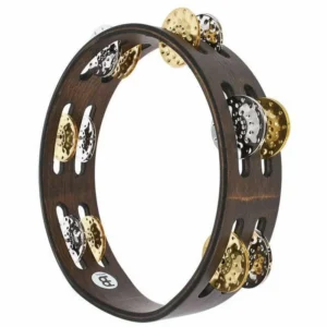 MEINL CTA2VM-WB 8″ Compact Wood Tambourine, Walnut Brown, Mixed Jingles