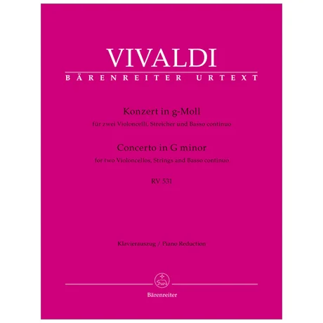Vivaldi, A.: Konzert für 2 Violoncelli, Streicher und Basso continuo RV 531 g-Moll