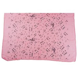 Sciarpa Musikboutique raffinata con chiave di violino e note Rosa 70×180
