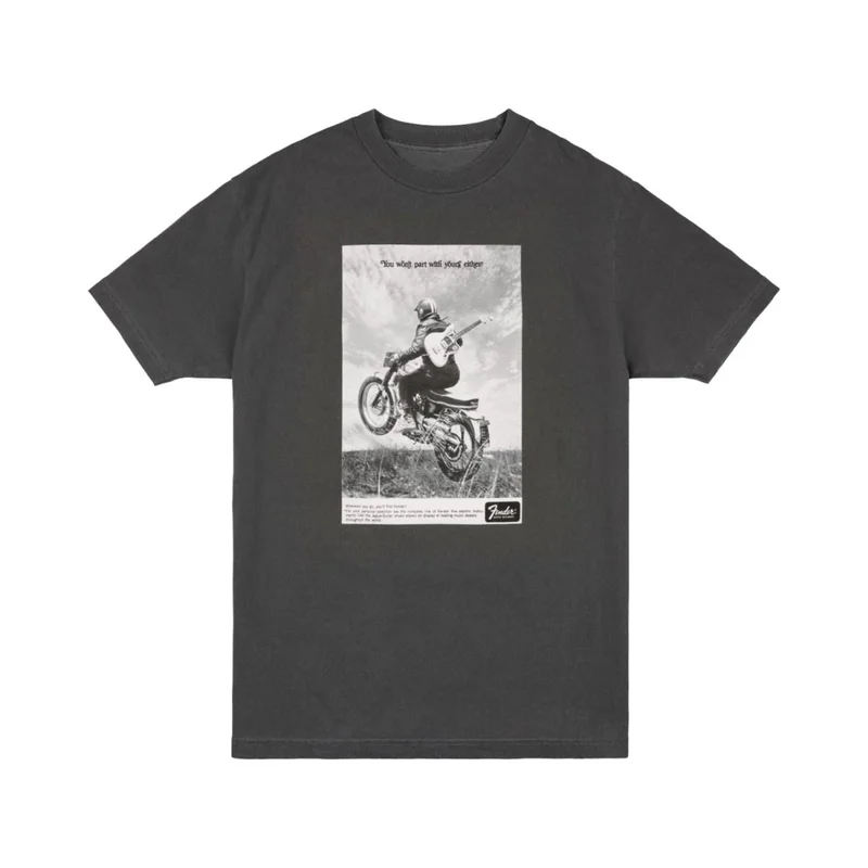 Fender vintage ad biker tee graphite t shirt (l)