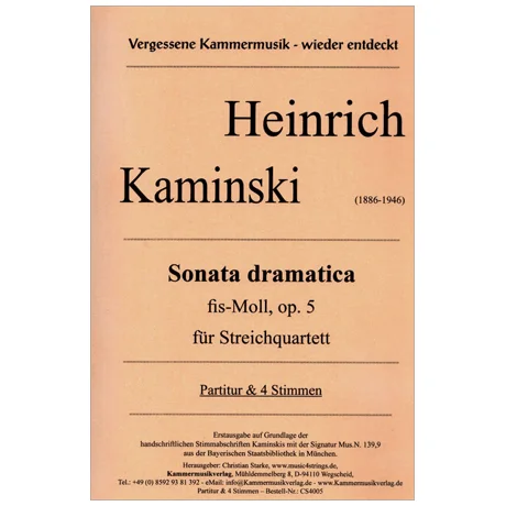 Kaminski, H.: Sonata dramatica Op.5 fis-Moll