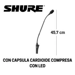 Shure CVG18SBC microfonocollo d`oca da tavolo nero con led