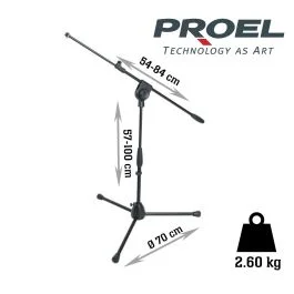 Asta Microfono Proel PRO281BK corta