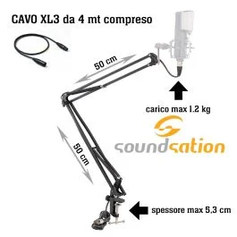 Asta Microfono da tavolo Soundsation ST-100M cavo microfonico 4mt