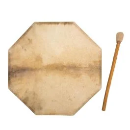 Shamandrum Terre’ Octagonal 70cm con battente in pelle legno