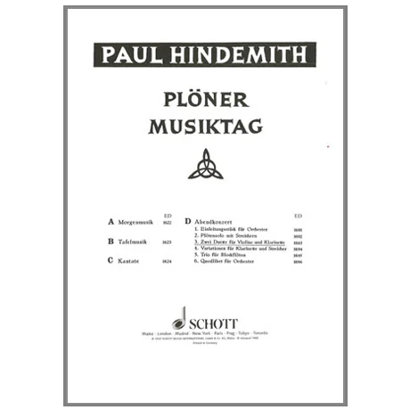 Hindemith, P.: Plöner Musiktag, Abendkonzert Nr. 3
