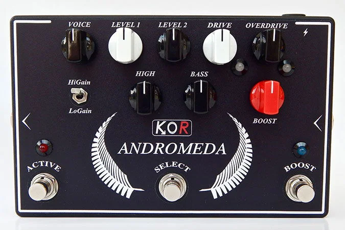 KOR PEDALS ANDROMEDA PLUS DRIVE OVERDRIVE BOOST PEDALE PEDALINO PER CHITARRA