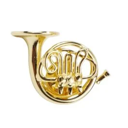 Spilla Corno placcata oro 2.5 cm con custodia regalo Agifty