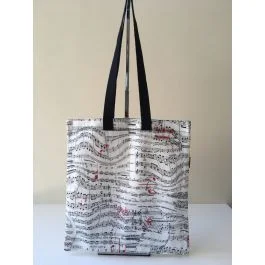 Tote Bag Nutcracker borsa in cotone bianca con note nere