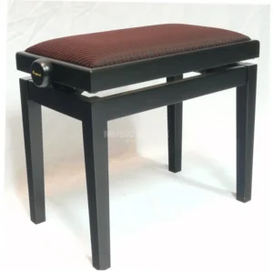 Burghardt B5 Piano Bench Black satin Seat Cover striped V-14