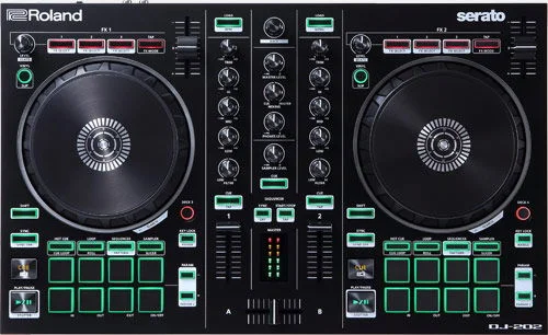 ROLAND DJ202 DJ CONTROLLER CONSOLLE A DUE CANALI E QUATTRO DECK PER SERATO INTRO DJ-202
