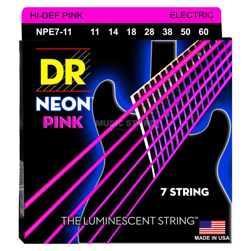 DR NPE7-11 11-60 HiDef Neon Pink 7-String