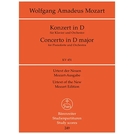 Mozart, W. A.: Klavierkonzert D-Dur KV 451 – Konzert für Klavier und Orchester