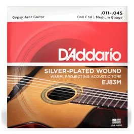 Corde acustica D’Addario EJ83M silver plated gypsy jazz ball end medium 11-45