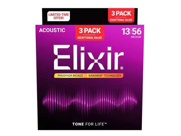 ELIXIR 3-pack 16570 Acoustic Phosphor Bronze Nanoweb