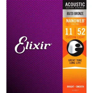 Elixir Nanoweb 80/20 Bronze Muta Chitarra Acustica 11/52