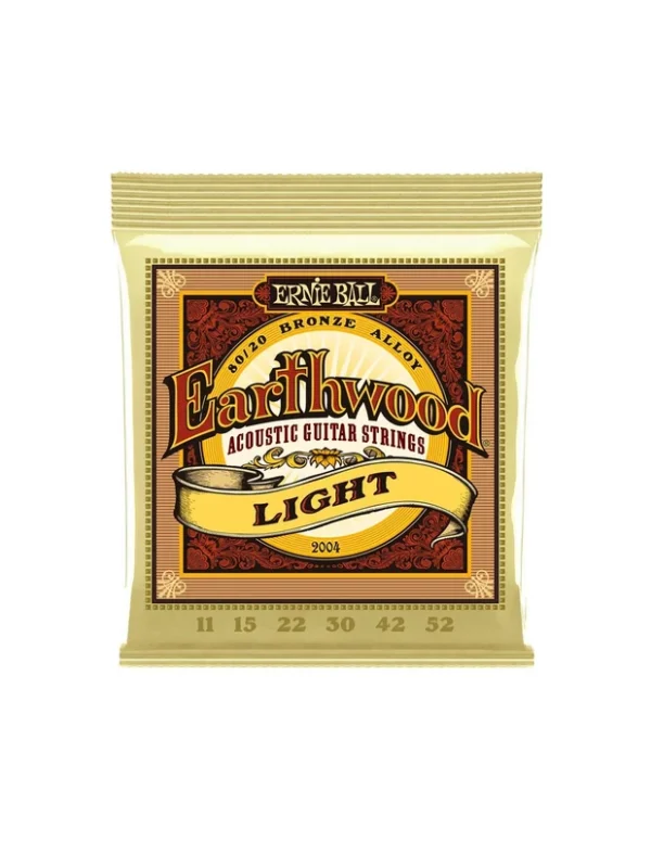 Ernie Ball 2004 2004 Earthwood 80/20 Bronze Light 11-52 Cordiera Per Chitarra Acustica 80/20 Bronze Light 011/052