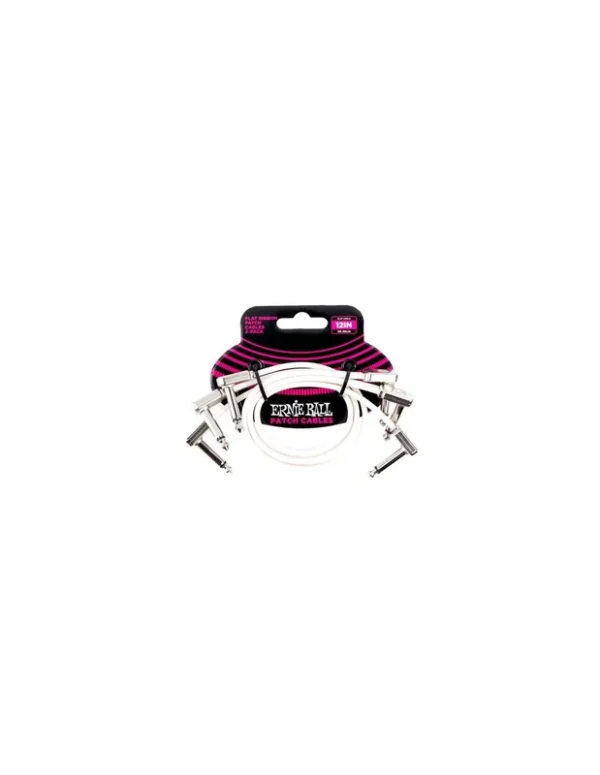 Ernie Ball 6386 Flat Ribbon Patch Cable White 30.48Cm 3Pk