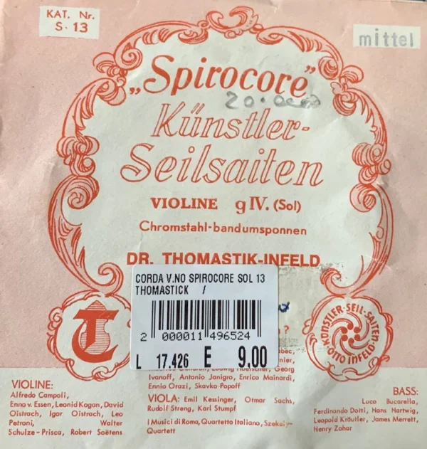 THOMASTIK INFELD SPIROCORE CORDA SOL PER VIOLINO G