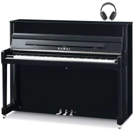 Pianoforte Verticale Kawai K-200 ATX4 Nero Lucido finiture cromate| CavalliMusica