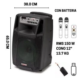Audio Design M2-12W/L – Cassa Amplificata Portatile 450W 2 Mic Wireless | Cavallimusica