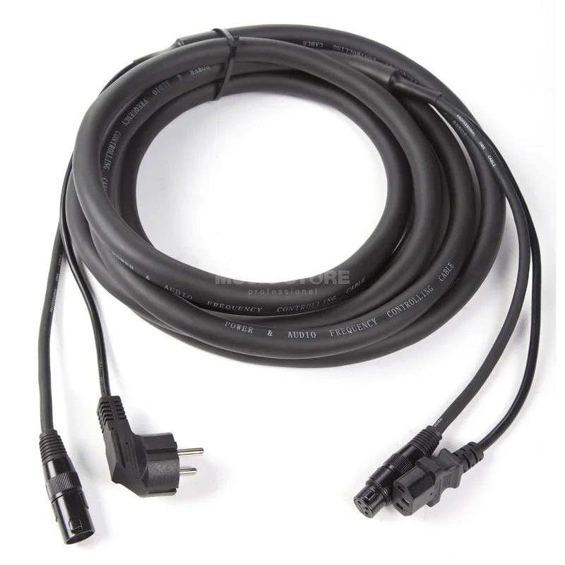 MUSIC STORE MCC-02 power / signal cable 5m Schuko-IEC / XLR-XLR, LIGHT