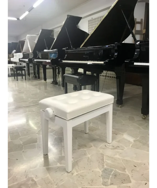 PANCHINA PER PIANOFORTE BIANCO LUCIDO CON BOTTONI