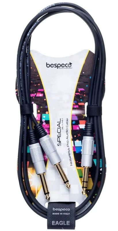 BESPECO RCY100 CAVO STEREO TRS JACK 6,3/ 2 JACK 6,3 MONO LUNGHEZZA 1 MT