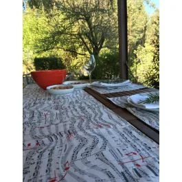Tovaglietta runner Music-Gift white spartiti cotone 35×150 cm