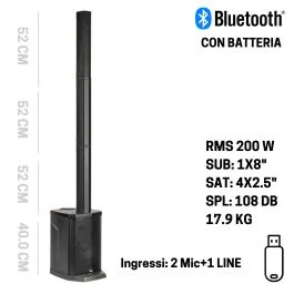 Proel SESSION1 FREE – Impianto Portatile a Colonna 400W Bluetooth Batteria | Cavallimusica