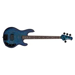 Sterling by Music Man stingray ray34pb 4 poplar burl neptune blue satin