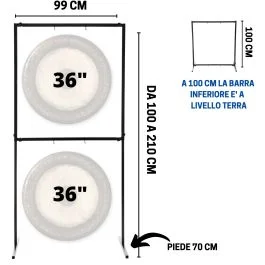 Supporto Gong Wuhan quadrato da terra per 2 Gong 36″ 91cm