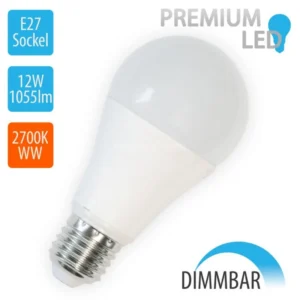 V-TAC 12W LED E27 A60 Globe DIMMABLE 2700K Warm White 1055lm